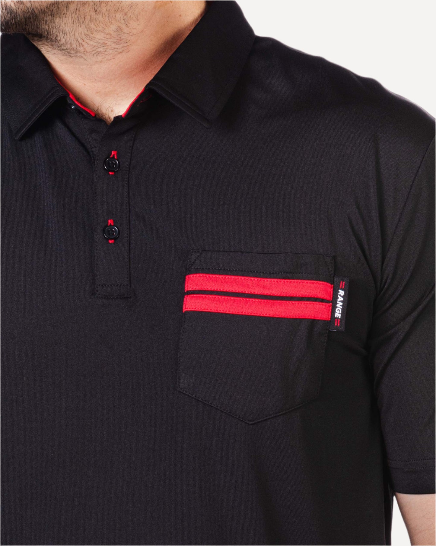 close up of red stripes on pocket