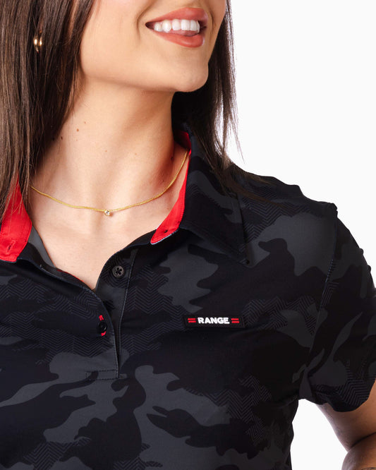 close up of range badge on pocket 