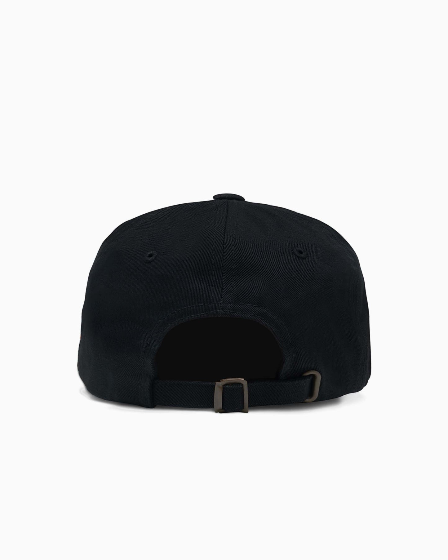 black back of hat with buckle closure 