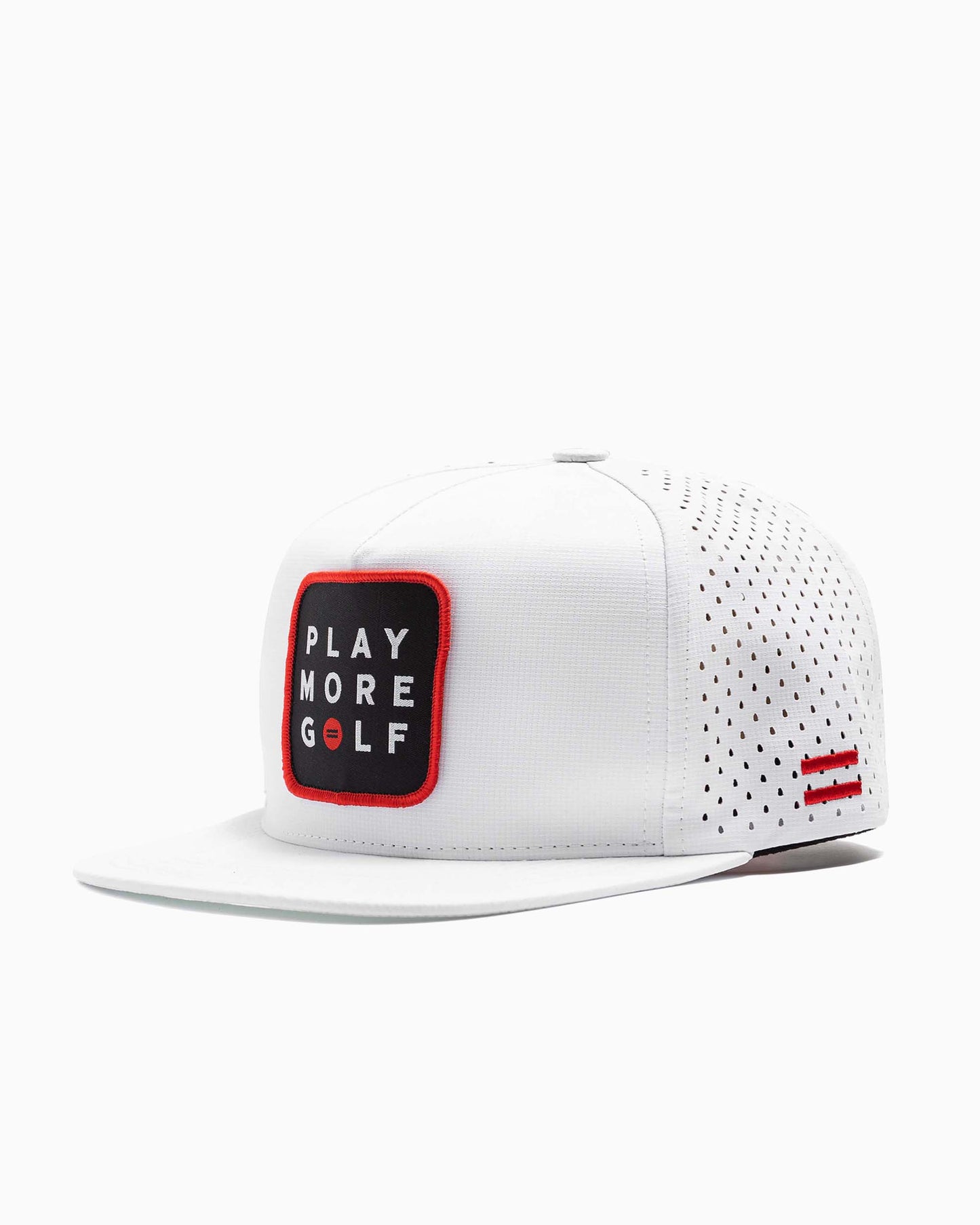 white hat with Play More Golf patch