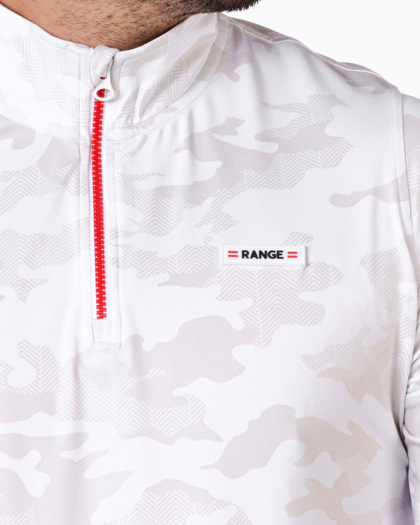close up of range badge on pocket 